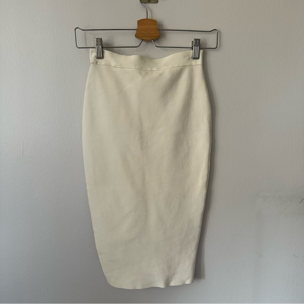 Cream Long Pencil Skirt